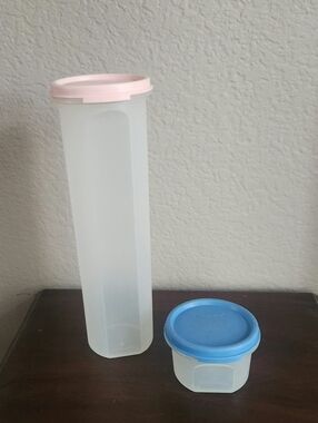 Tupperware Spaghetti Keeper Rose Lid Vintage w/ Small Blue Keeper EUC $12
